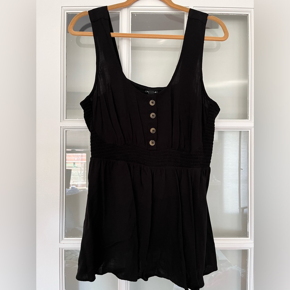 Torrid Black Flocked Button Peplum Cami Top 1